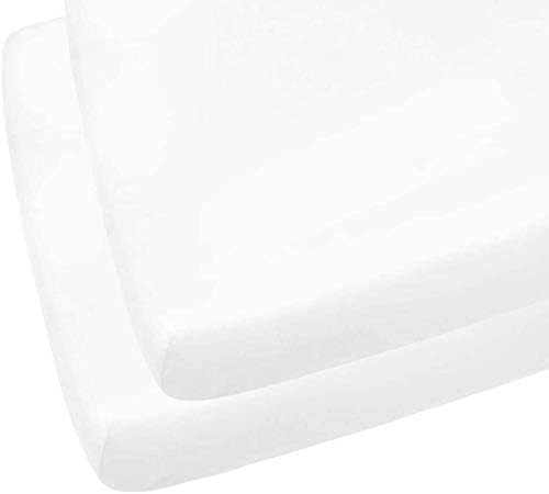 100% Egyptian Cotton Cot Bed Fitted Sheet Thread Count 200 2 Pack - White - 60 x 120 CM