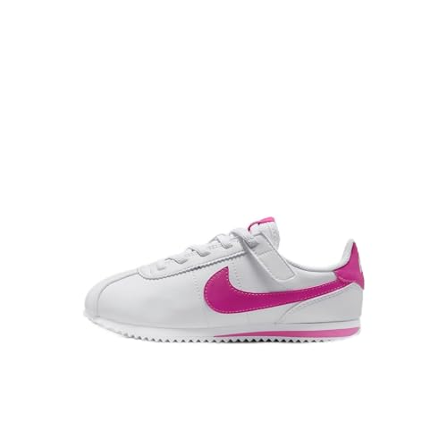 Nike Cortez EasyOn Little Kids' Shoes (DM0951-104, White/Laser Fuchsia) Size 9