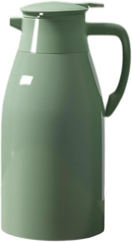 SANLWZSF まほうびん ポット 魔法瓶ポット サーモジャグ 保温ポット2リットル 大容量 2日間冷めない魔法瓶 卓上ポット 水筒 洗いやすい 広口 コーヒー ティー 麦茶 保温 保冷 (グリーン, 普通のスタイル)