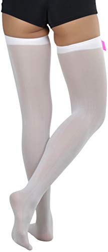 Image of ToBeInStyle Women's Opaque Long Thigh High Stockings w /Decorative Front Satin Bow