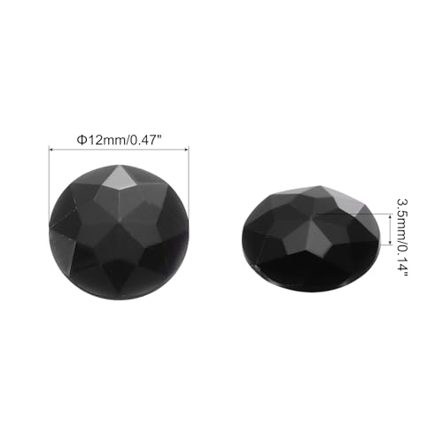 Image of MECCANIXITY Flat Back Round Acrylic Rhinestones,12mm Black Flatback Crystal Rhinestones for Crafts Clothes Shoes DIY Decoration Gifts 50Pcs
