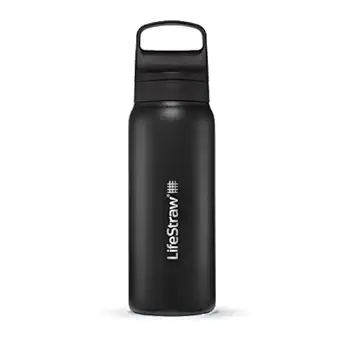 LifeStraw Go Series Stainless Steel Water Filter Bottle; 24oz; Nordic Noir; WW; Retail WW