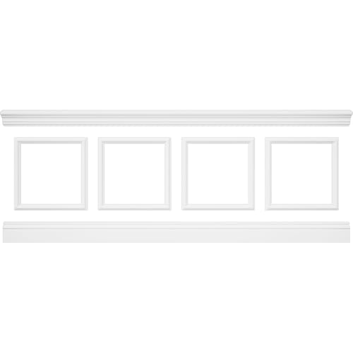 WPKUSQ081P036 94 1/2"L (Adjustable 36"H to 40"H) Ashford Square Panel Traditional Wainscot Paneling Kit