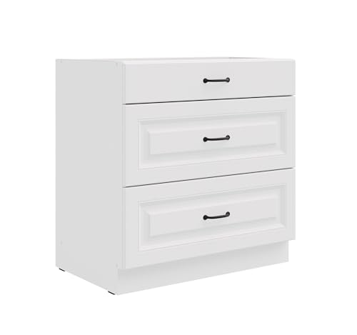 Küchen Unterschrank 80 cm Stilo Weiß Vollauszug Soft-Close Küche Küchenzeile