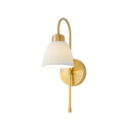 Applique murale laiton et céramique blanche luminaire couloir modern