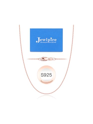 Jewlpire Solid 18k Gold Over 925 Sterling Silver Chain Necklace for Women, 1.3mm Thin & Dainty & Sturdy Cable Chain Necklace Women's Chain Necklaces 14/16/17/18/20/22/24 Inch