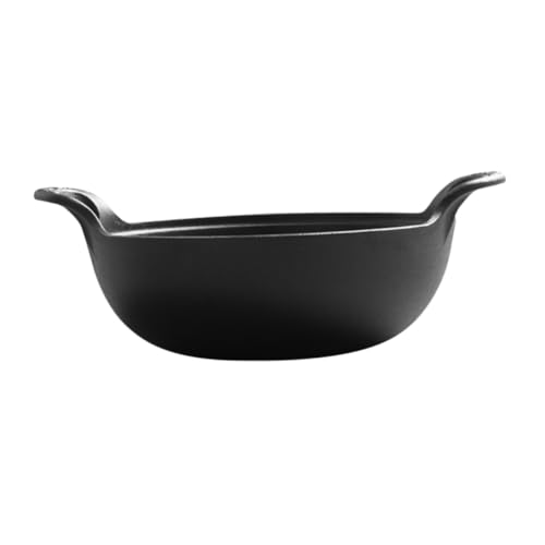 SUPVOX Olla de Hierro Fundido Aire Libre Cacerola gofreras Lámina Asar sartén eléctrica Ninjas Slow Cooker slowcooker Skillet Olla de Camping Olla Colgante para cocinar Planchar Black
