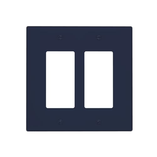 JKJDUA Dark Navy Blue Double Rocker Outlet Covers Light Switch Covers Decorative 2 Gang Gfci Wall Plate Dual Device Electrical Receptacle Switch Plate Cover Plug Faceplate for Bedroom Kitchen Decor