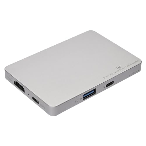 ROYY H4 Laptop Screen Extension - 8 in 1 HUB with Dual HDMI Extended, 2 HDMI(4K @60Hz),3 USB A&C 3.0 Ports Hub for Dell/HP/Lenovo