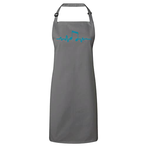 Tablier cuisine gris avec motif musique et notes pour musicien passionné