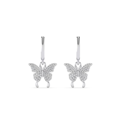Image of Clara 925 Sterling Silver Fia Butterfly Pendant Earrings Chain Bracelet Anklet Ring Jewellery Set for Women & Girls| Platinum Plated | Gift for her