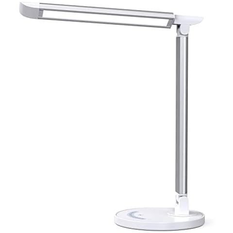 ARVOV LED Desk Lamp for Study, Eye-Caring Desk Lamp White 5 Lighting Modes & 7 Brightness Levels Touch Control with Memory, Reading Lamp with USB Charging Port, Table Lamp for Study Desk 12W (White) Cover