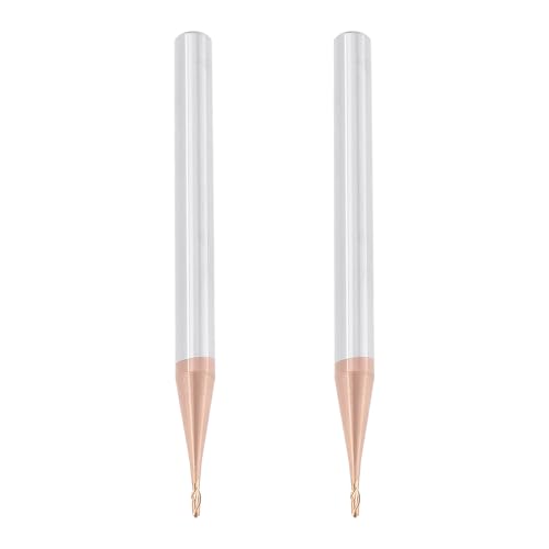 Image of 2Pcs 1.0mm Ball Nose End Mill AlTiN Coated HRC55 Tungsten Carbide for CNC Engraving