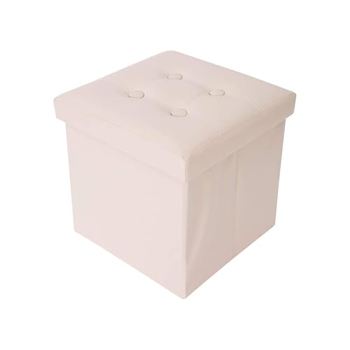 Rebecca Mobili Pouff contenitore beige, sgabello cubo moderno, poggiapiedi per ufficio sala camera, arredo casa - Misure 30 x 30 x 30 cm (HxLxP) - Art. RE4636
