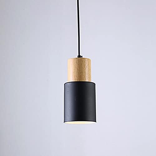 YOXANG Modern Simple Pendant Lighting Creative Metal Pendant Lamp Solid Wood Cylinder Shape Adjustable Hanging Lights Mini Decor Chandeliers for Dining Rooms E27 Lamp Holder D10 X H20.5 cm (White)