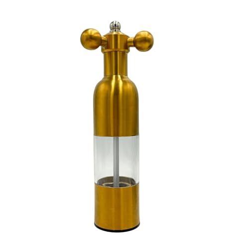 (Gold, 1 Stück) Salz, Pfeffer, modernes manuelles Mühlen-Set mit massivem Griff – Edelstahl Juego de Molinillo Dorado/Antike Wasserhahn-Shaker | nachfüllbare, verstellbare Grobheit Mühle für Grill,