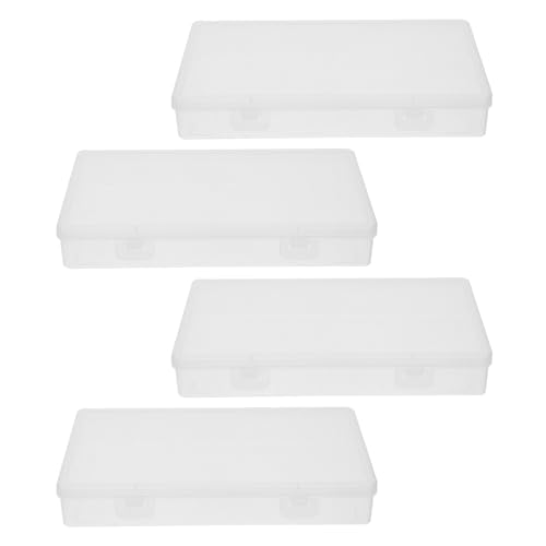 VILLFUL 4pcs Plastic Money Storage Case Medium Size Cash Tray with Lid, Currency Holder for Coins and Bills, Desk Organizer for Office and Retail Use