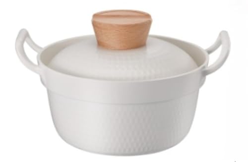 EVREFIN 20cm セラミック蒸し器 バスケット付き 1〜2人分 ホワイト お手入れ簡単 煮込み料理、カレー、ローストに最適 蓋付き コンパクトで軽量 ガス・電磁調理器対応 耐久性あり インスタントラーメン用ノンスティックアルミ鍋 (【セラミックホワ