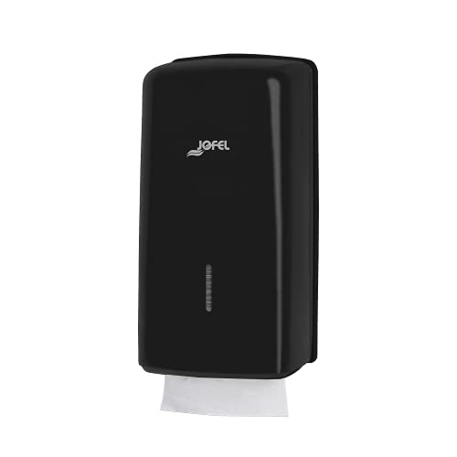 Jofel - Distributore di carta igienica, 400 asciugamani a zig-zag tipo Z, V e W, massima igiene grazie al semplice contatto con l'asciugamano, salvacarta, robusto contenitore in ABS, Valor AH77600