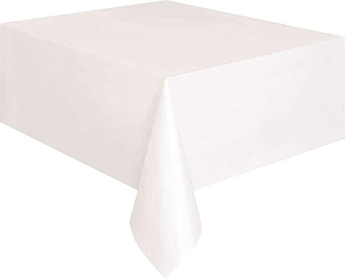 Einweg Tischdecke 3 Stück (137 * 274 cm) Weiße Tischdecke Hochzeit, Kunststoff Wasserdichtes Rechteckige Plastiktischdecke für Bankette, Geburtstagsfeier, Hochzeit Cover