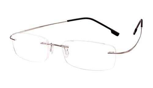 Memory Titanium FlexMemory Titanium Flexible Womens Mens Rimless Reading Glasses Readersible Womens Mens Rimless Reading Glasses Readers (Silver, 150)