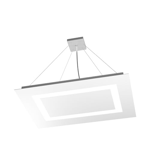 Lustre LED 80W rectangulaire blanc de 70cm pour salon moderne