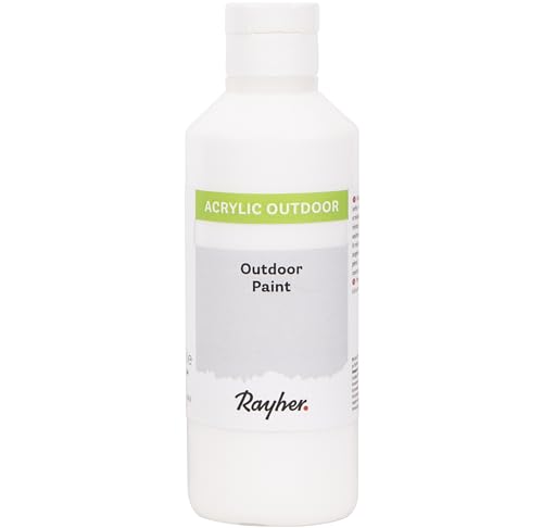 Rayher Outdoor Paint Acrylfarbe, weiß, Flasche 250 ml, auf Wasserbasis, hochpigmentierte Acrylfarbe, ideal für den Außenbereich, wetterfest, witterungsbeständig, Outdoor-Farbe, 35071102 Rayher Outdoor Paint Acrylfarbe, weiß, Flasche 250 ml, auf Wasserbasis, hochpigmentierte Acrylfarbe, ideal für den Außenbereich, wetterfest, witterungsbeständig, Outdoor-Farbe, 35071102