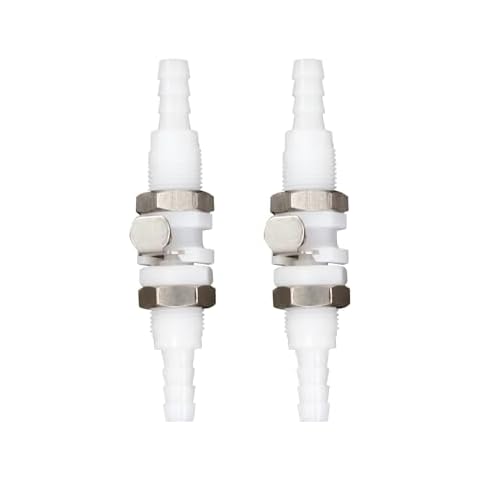 BBTUS 2Pcs 1/8" 3/16" 1/4" Plastic Hose Quick Connector with Shut-Off valve Panel Mounting Hose Tube Connector，Male Female Quick Connect Fittings (2 Male+ 2 Female) (1/4") Cover
