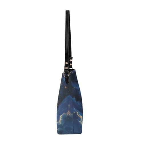 Image of HUGS IDEA Boho Bags for Women Leather Handbag Shoulder Bucket Crossbody Purse