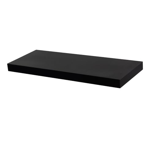 Harbour Housewares Modern Floating Wall Shelf - 60cm - Black - Photo Gallery Bookshelf Wall Shelves for Living Room Display Bedroom Office Storage