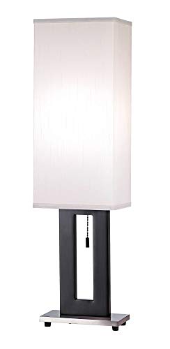 360 Lighting Floating Rectangle Modern Table Lamp 30" Tall Black Brushed Nickel Metal Base Off White Shade Decor for Living Room Bedroom House Bedside Nightstand Home Office Entryway Reading