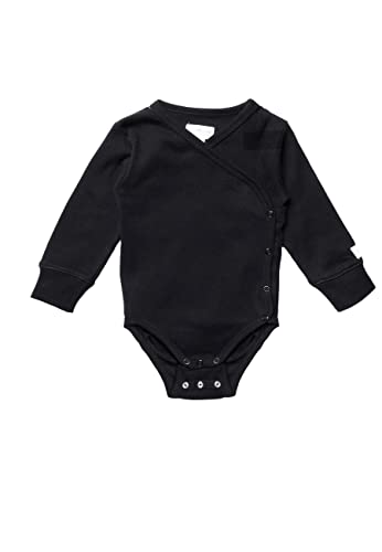 Tiny One Baby Wickelbody Unisex Mädchen und Junge Bio Baumwolle GOTS 0-4 Monate, Farbe:Schwarz - 1er Pack, Größe:62 | 2-4 Monate Cover