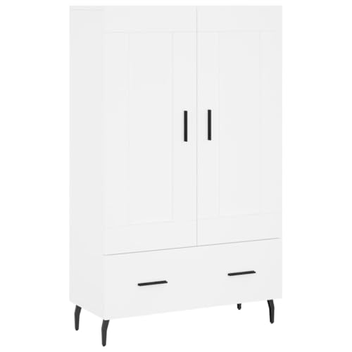 Yamxder Meuble haut blanc – Armoire élégante avec espace de rangement, commode pour salon et couloir, 69,5 x 31 x 115 cm, construction durable en bois avec métal