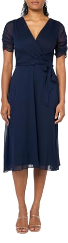 Image of DKNY Women's 3 /4 Sleeve Faux Wrap Dress