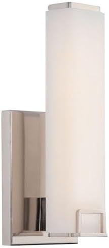 Minka Lavery Wall Light Fixtures 391-613-L Square Glass Bath Vanity Lighting, 1 Light LED, Polished Nickel