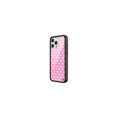 Image of Wildflower Cases - Compatible with iPhone 16 Pro Max | Protective Black Bumper, 6.5ft Drop Test Certified, Women Owned Small Business | Bright Aesthetic Cute Trendy | Polka Dot - Pink and White