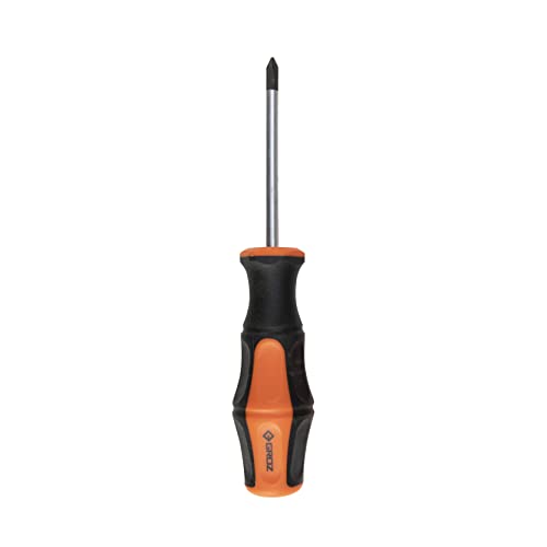 Image of Groz Cushioned Grip Screwdriver with Magnetic Tip | Philips Head | Durable Construction | Corrosion Resistant | Non-Slip Grip | Screwdriver for Home, Professional, DIY Use | SCDR (PH1 X 75mm)
