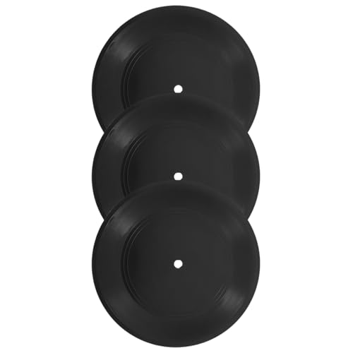 PRETYZOOM 3 Piezas Decoración de Pared Discos de Vinilo Vintage en Color Negro, Material Abs, Montaje Fácil para Bares y Salas de Música