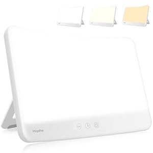 Hopihe Light Therapy Lamp UV-Free 10000 Lux Sun Lamp with Wall Mountable, 3 Color, 5 Brightness, 4 Timing and Memory Function, Touch Control Sunlight Lamp, Large Light Therapy Box for Home/Office