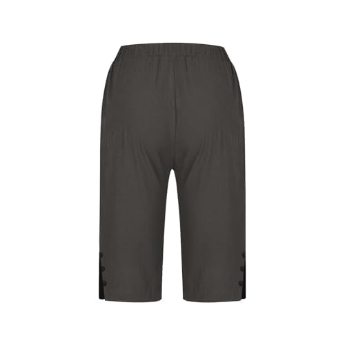 Shorts for Women,Knee Length Linen Capri Pants High Waisted Comfy Casual Plus Size Capris 2025 Pants for Women4