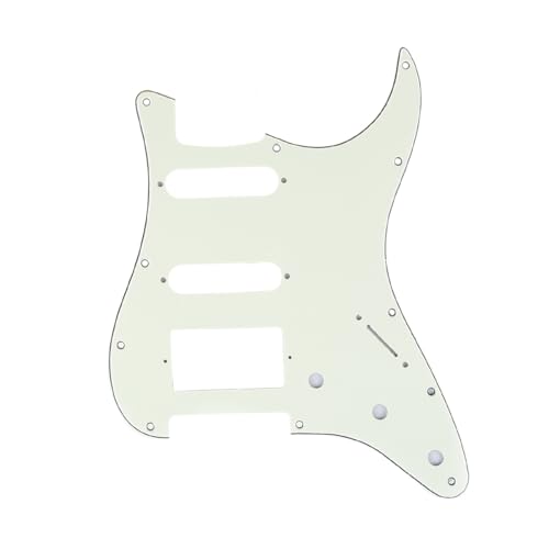 Musiclily Pro 11-Hole Modern Style Strat HSS Pickguard for American Stratocaster Guitar 3Ply Ivory