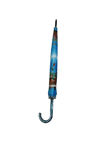 Image of BookMyCostume Artistic Full Size Umbrella Floral Blue Parasol Kids & Adults Costume Accessories Kids