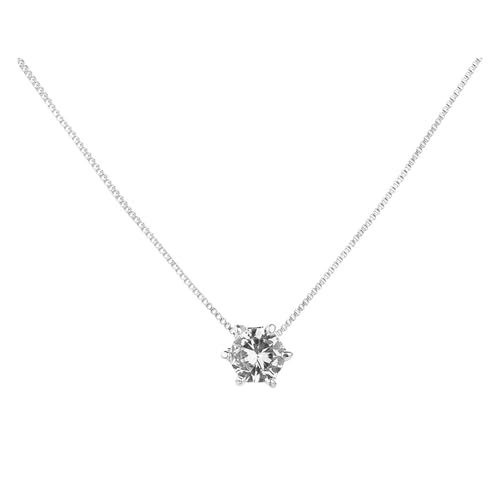Roadoor Chaîne de clavicule délicate Pendentif en Zircon cubique pour Femmes, Collier en zircone Lisse, Couleur Unie, décoration de Cou exquise en Acier Inoxydable Argent