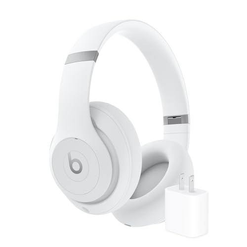 Beats Studio Pro Bluetooth Noise Cancelling Headphones with Apple 20W USB-C Power Adapter - Matte White
