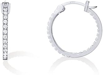 PAVOI 14K Gold Plated 925 Sterling Silver Post Cubic Zirconia Hoop Earrings 30/15mm (20.00, White Gold)