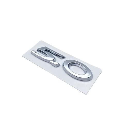 PRGRKETCTK Letter Emblem Chrome Glossy Black ABS 3.0 5. V6 V8 20T 25T 30T 35T Fit for Jaguar XJ F-Type F-PACE E-PACE Badge Trunk Logo(Silver 5.0)