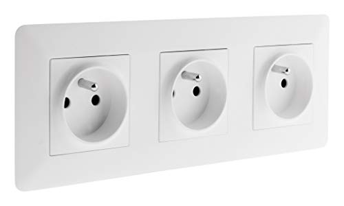 Zenitech - Prise Triple 2P+T 16A Encastrable 3680W / 230V - Compatible Triple Boîte - Design Moderne avec Réglage Millimétrique - Moteur Compact - Support...