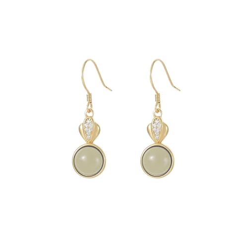 Créoles feuille en jade hétien, boucles d'oreilles pendantes pour style bohème chic