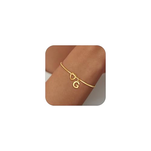 Image of Eaciy Initial Braclets for Girls Women - Teen Girls Gifts Trendy Stuff 18K Gold Plated Knot Initial Letter Bracelets Dainty A - Z Letter Bracelet Birthday Gifts for Girl Women Age 5-16