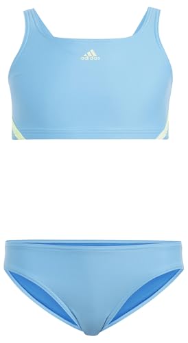 adidas Niñas Sportswear 3-Stripes Bikini Kids, Blue Burst/Green Spark, 2-3 Years